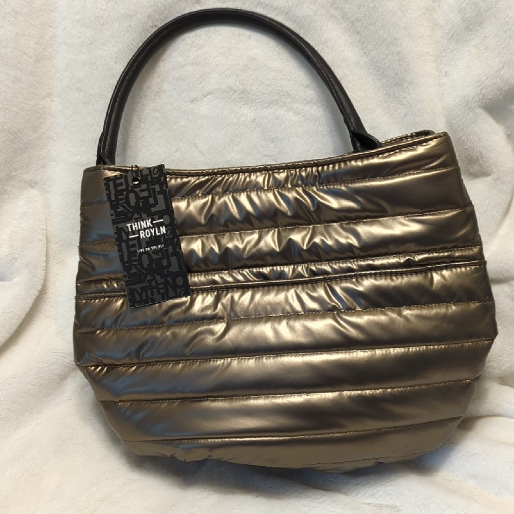 THINK ROYLN Gold Quilted Shoulder Bag